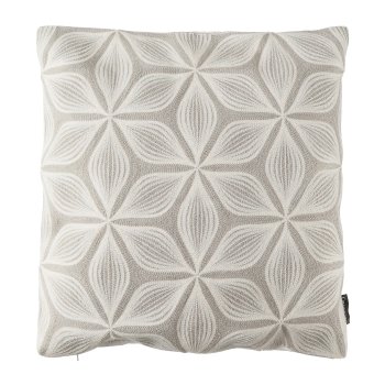 Cotton Cushion Sticked Flower, 45x45cm, Grey, 1/Pc
