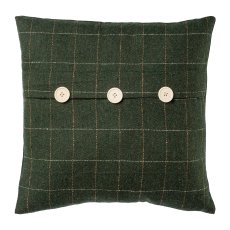 Fabric cushion checkered w.buttons,FRANZ, 40x40cm, dark green