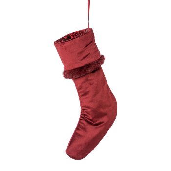 Velvet fabric boot hanger,with fur edge, 45x25cm, red