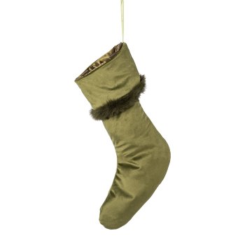 Velvet fabric boot hanger,with fur border, 45x25cm, light green