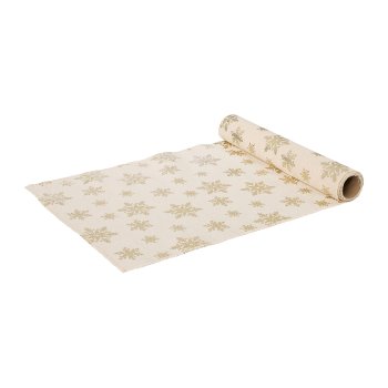 Fabric table runner GOLDFLAKES, 180x35cm, gold