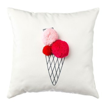 Fabric poly-canvas cushion 2 assorted ICECREAM, 40x40cm, coloured