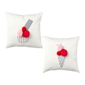 Fabric poly-canvas cushion 2 assorted ICECREAM, 40x40cm, coloured