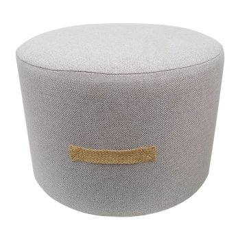 Fabric Recycle Pouf w.Jutehandles JEFFREY, 48x48x33cm, grey