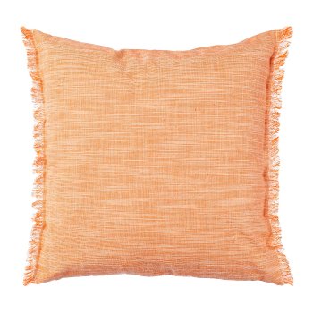 Fabric Poly-Cotton Cushion FRINGE, 43x43cm, terra