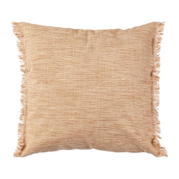 Fabric Poly-Cotton cushion FRINGE, 43x43cm, brown