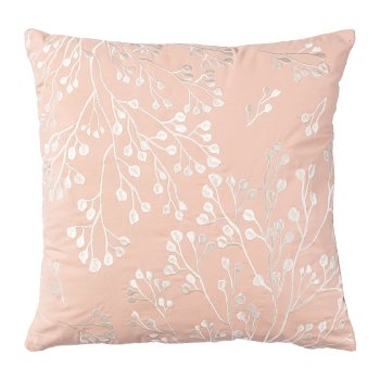 Fabric Cotton Floral Embroidery, 45x45cm, pink