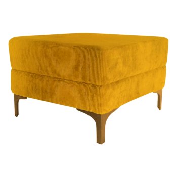 Cord Pouf auf Metallfüßen, 60x60x40cm, senf