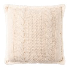 Knit fabric pillow w.sherpa,