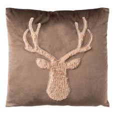 Fur cushion w.deer head,