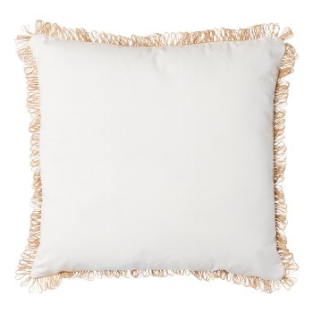 Baumwoll Kissen mit Jute Fransen, 45x45cm, creme