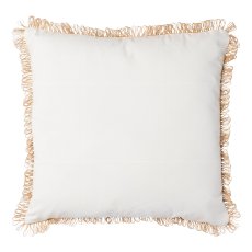 Cotton cushion with jute fringes, 45x45cm, cream