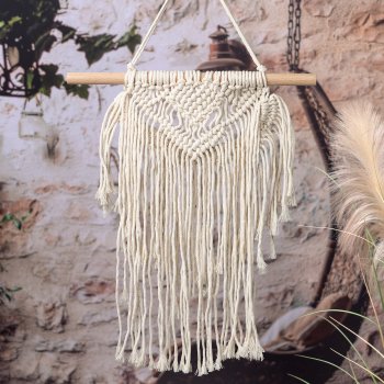 Cotton macrame hanger IBIZA, 50x25cm, natural, 1pc.