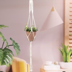 Cotton Macrame hanging basket IBIZA, 100cm, natural, 1pc.