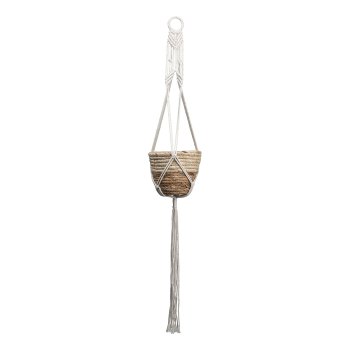 Cotton Macrame hanging basket IBIZA, 100cm, natural, 1pc.