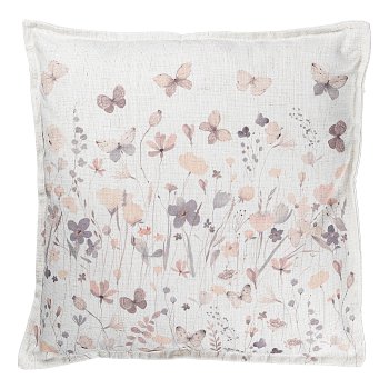 Poly-Cotton Kissen m.Blumenprint, 45x45cm /400Gramm Füllung, Naturweiß