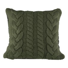 Velvet cushion, Twisted Knitted 45x45cm, dark green