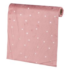 Velvet fabric on roll, foil print 35x200cm, pink pepper