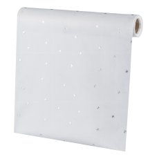 Velvet fabric on roll, foil print 35x200cm, white