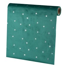 Velvet fabric on roll, foil print 35x200cm, opal green