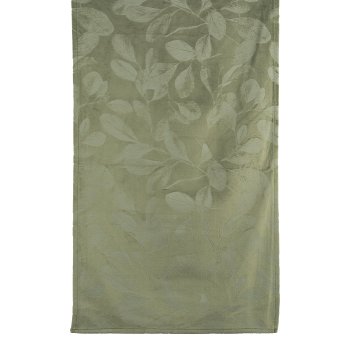 Velvet table runner, print, Leaves 40x140cm, moss