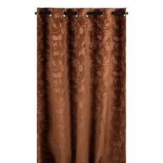 Velvet curtain, print, Leaves, w.Loops 245x140cm, dark brown