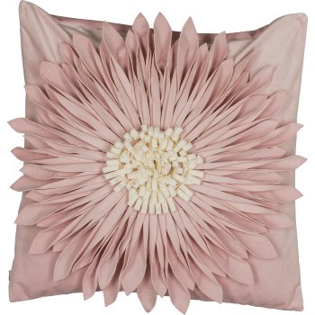 Velvet cushion, with flower motif, 45x45cm, dark pink