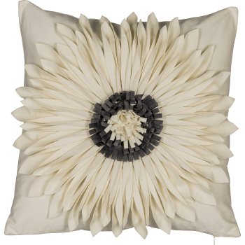 Samt Kissen, mit Blütenmotiv, 45x45cm, beige