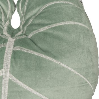 Velvet cushion, leaf shape, 40x50cm, green