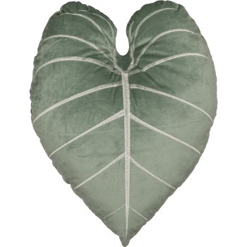 Velvet cushion, leaf shape, 40x50cm, green