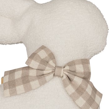 Teddy fabric rabbit shape RABBIT, with bow, 38x41cm, white