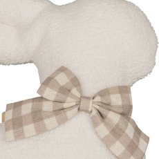 Teddy fabric rabbit shape RABBIT, with bow, 38x41cm, white