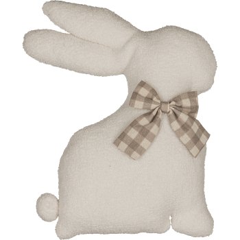 Teddy fabric rabbit shape RABBIT, with bow, 38x41cm, white