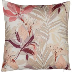Stoff Kissen INSTYLE, bedruckt mit Blattdekor, 45x45cm, rosa