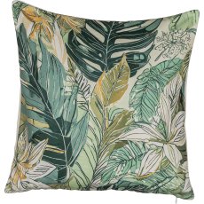Stoff Kissen INSTYLE, bedruckt mit Blattdekor, 45x45cm, grün