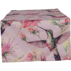 Fabric table runner INSTYLE, with bird print, 40x140cm, pale pink