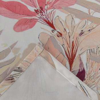 Fabric table runner INSTYLE, with leaf print, 40x140cm, pink