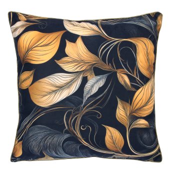 Samtkissen INSTYLE mit Paspel und Print, 45x45cm, schwarz, Lepuro