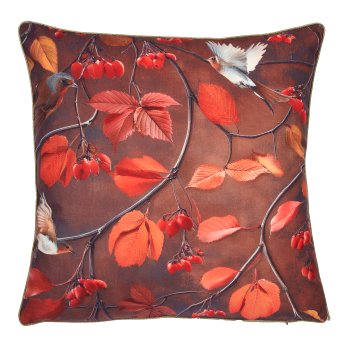 Velvet cushion INSTYLE with piping and print, 45x45cm, dark brown, Lepuro