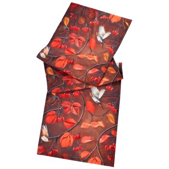 Samt Tischläufer INSTYLE mit Print, 140x40cm, dunkelbraun, Lepuro