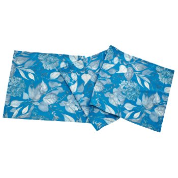 Velvet table runner INSTYLE with print, 140x40cm, blue, Lepuro