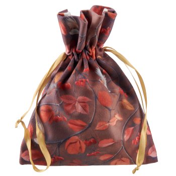 Samt Säckchen INSTYLE mit Print, 20x15cm, dunkelbraun, Lepuro