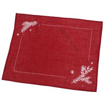 Baumwoll Tischset mit Embroidery Dekor, 44x33cm, rot