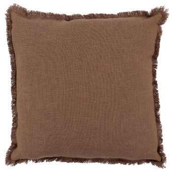 Linen cushion with torn edge, 43x43cm, walnut