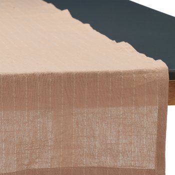Baumwoll Tischläufer, Streifendekor, 180x40cm, beige