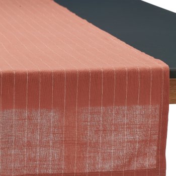 Baumwoll Tischläufer, Streifendekor, 180x40cm, hellorange