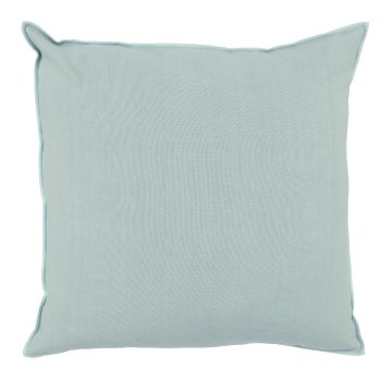 Viscose linen cushion with edging colour border, 43x43cm, light blue