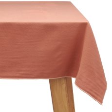 Viskose-Leinen Tischdecke mit Edging Farbrand, 135x135cm, lachs