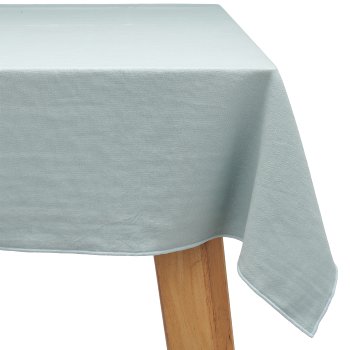 Viskose-Leinen Tischdecke mit Edging Farbrand, 135x135cm, hellblau