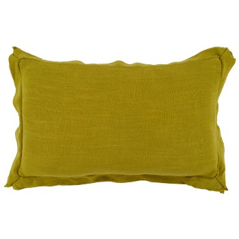 Viskose-Leinen Kissen mit Rand, 50x30cm, moos